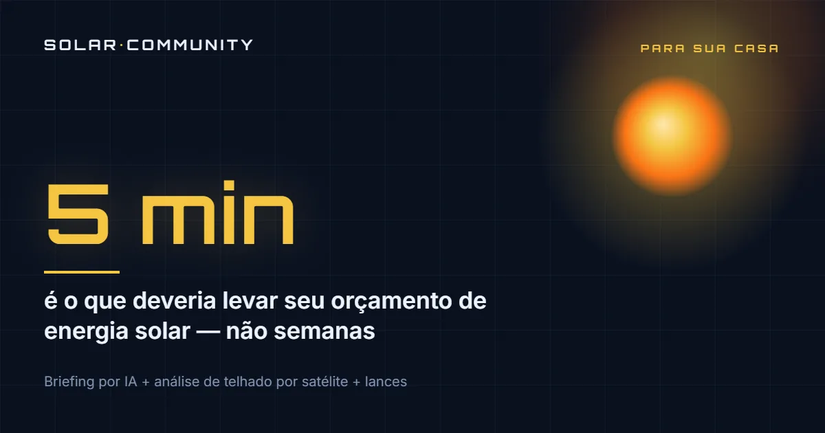Capa: 5 minutos — quanto deveria levar seu orçamento de energia solar